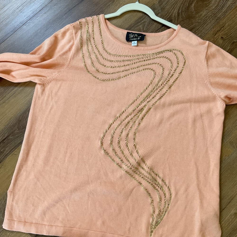 Bob Mackie Coral Embellished Sweater.  Size XL.  Excellent conditiom